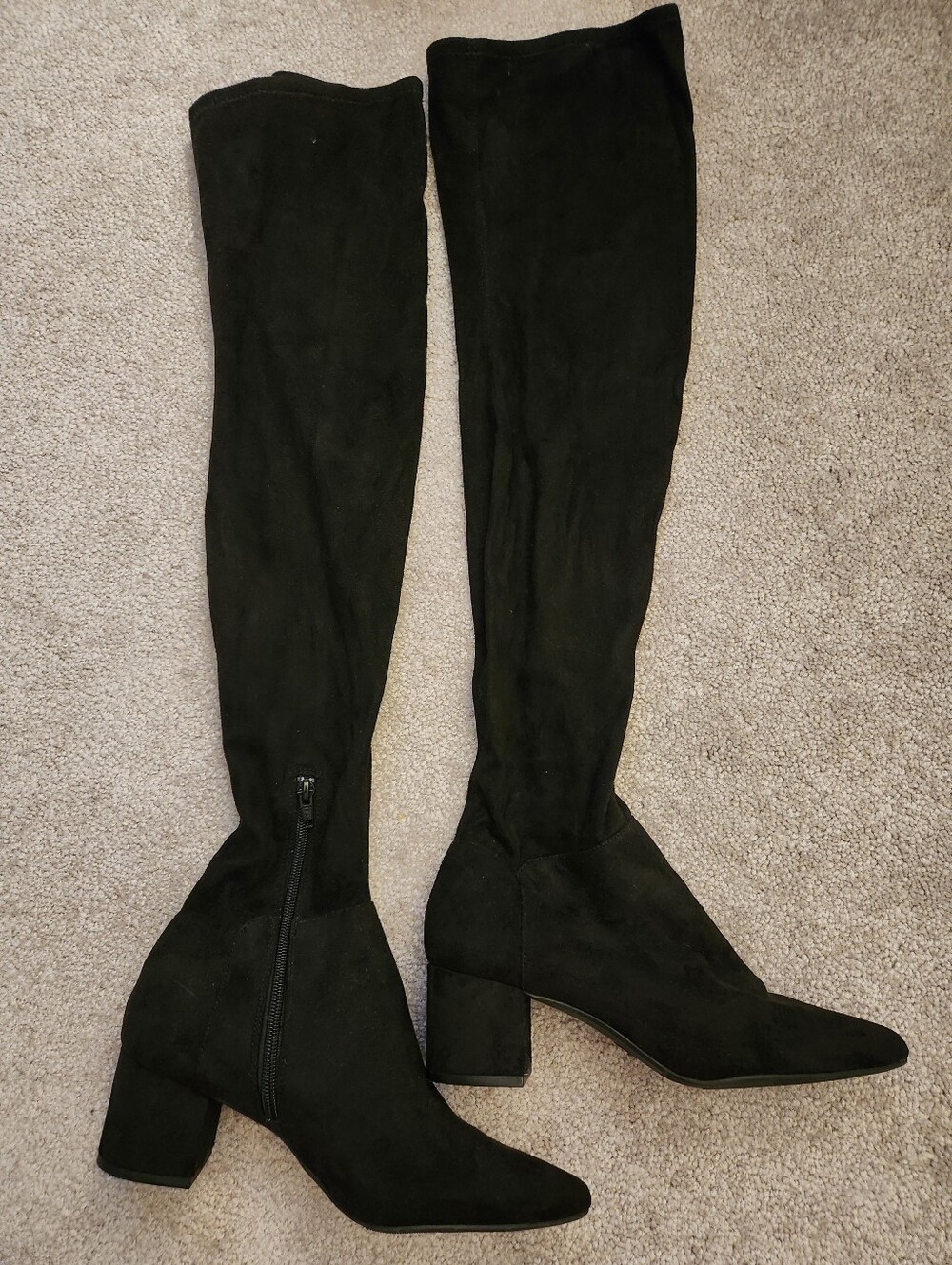 Black Faux Suede Thigh High Boots 8
